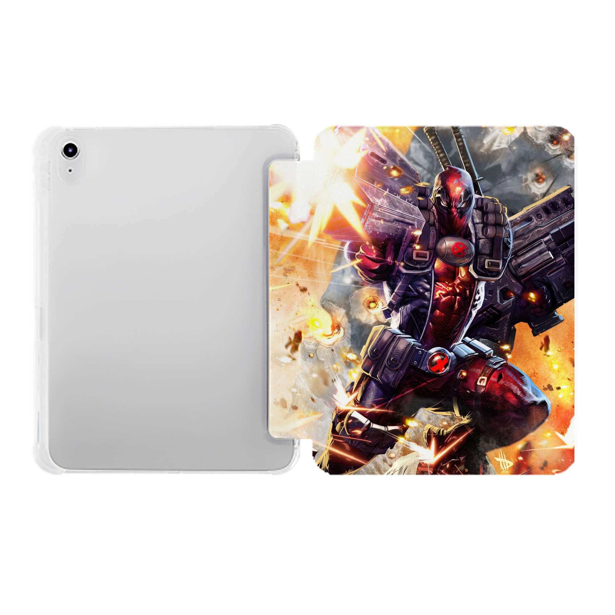 （画像用） Deadpool デッドプール IPad ケース ペン収納付き 三つ折りスタンド PUレザー×シリコン 対応機種9.5/10.5/10.9インチ